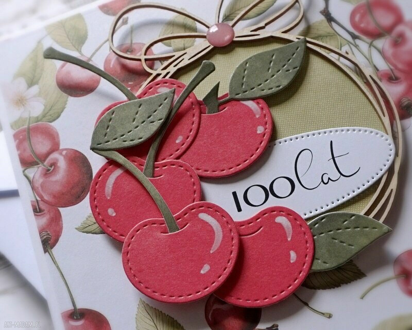 Wiśniowy Sad suvenir - ręcznie robiona kartka scrapbooking