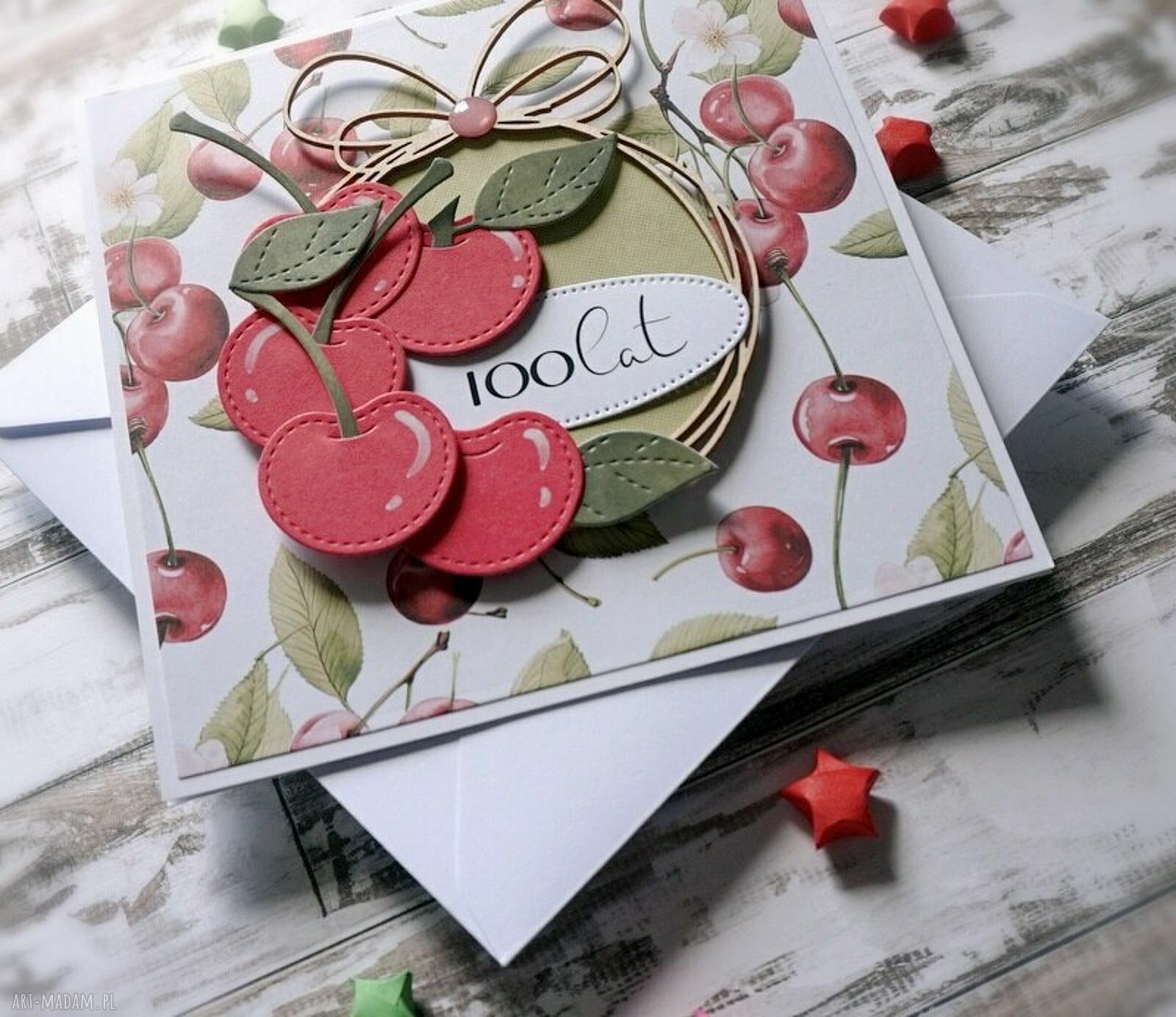 Wiśniowy Sad suvenir - ręcznie robiona kartka scrapbooking