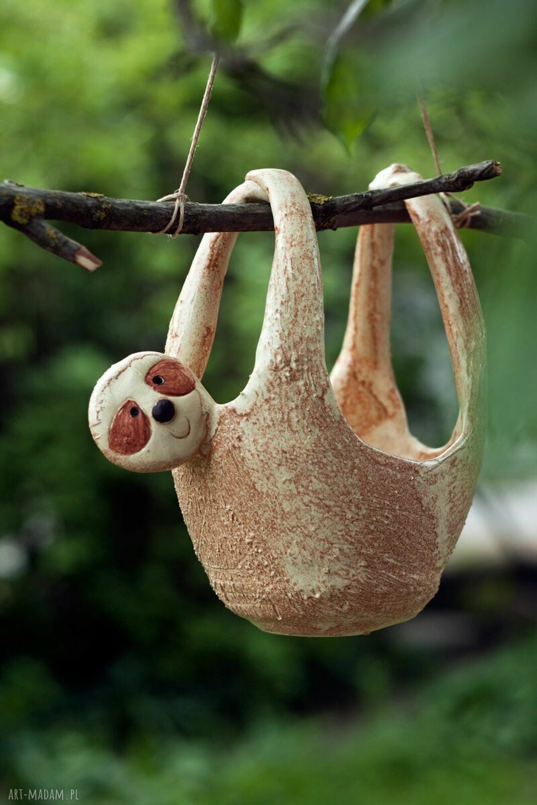 Doniczka wisząca Leniwiec - ceramika handmade do roślin