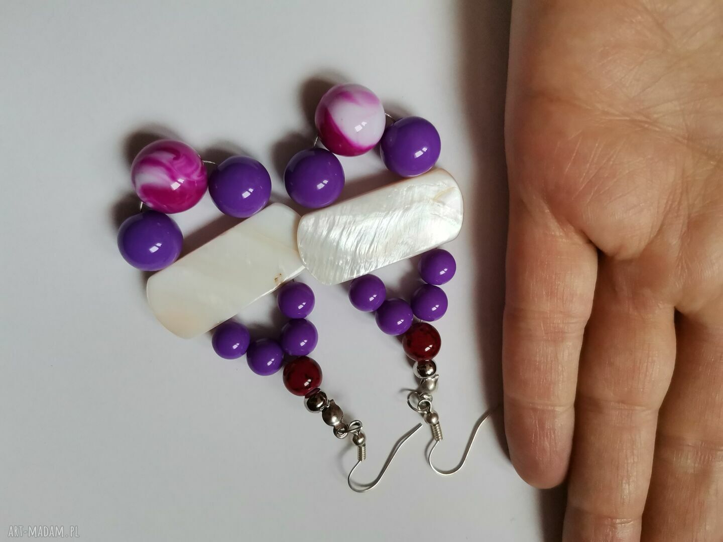 Wiszące kolczyki etno boho Ruda Klara - kwiatowe, lekkie i długie
