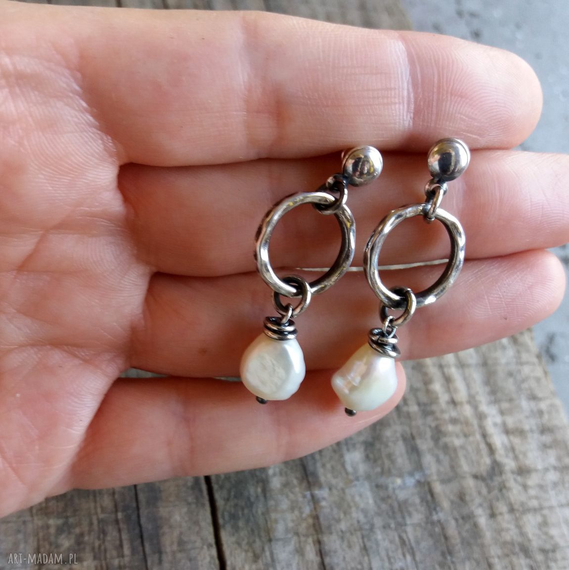 kolczyki: Kolczyki z perłami srebro 925. handmade