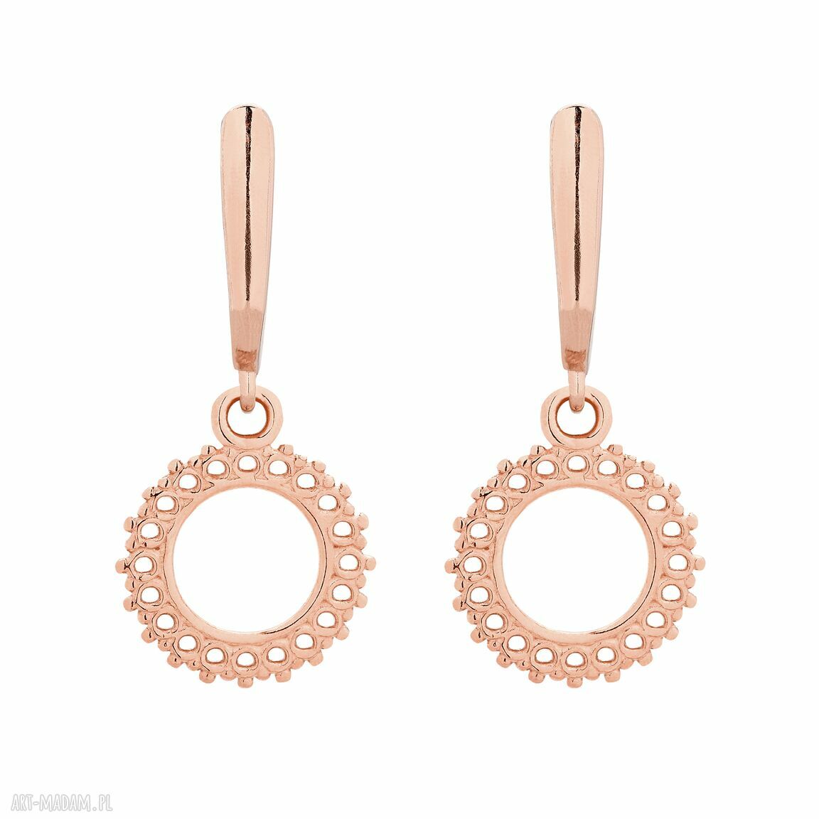 Kolczyki rozetami różowego złota okrągłe rozety wiszące