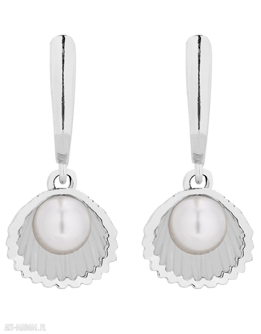 Srebrne kolczyki muszelkami perłą swarovski® crystal muszelka