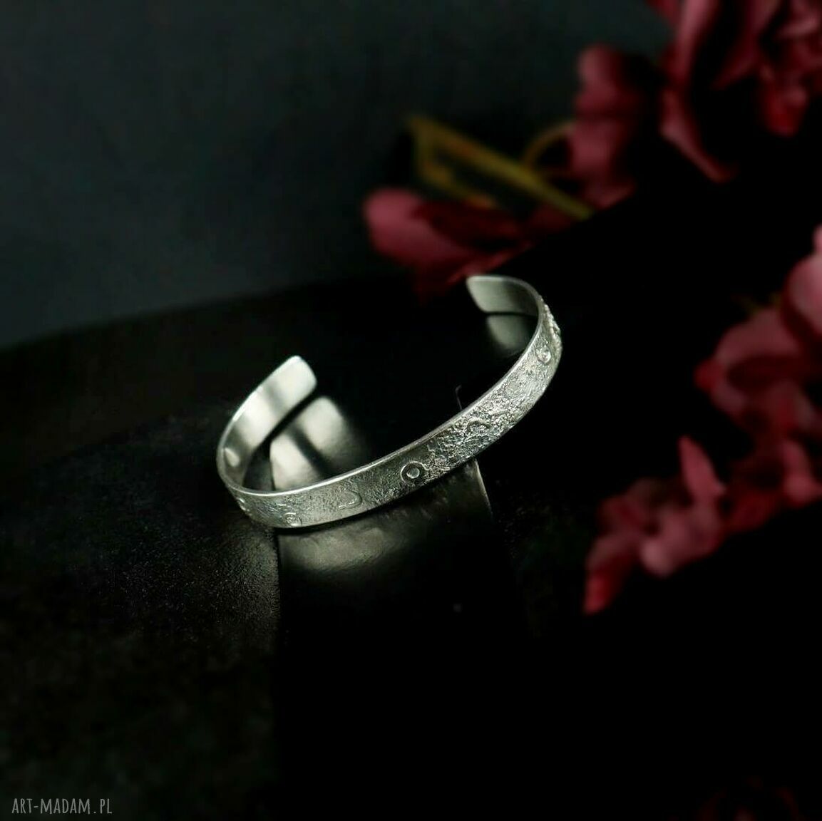 Bransoletka bangle srebrna moon surface księżycowa uniwersalna