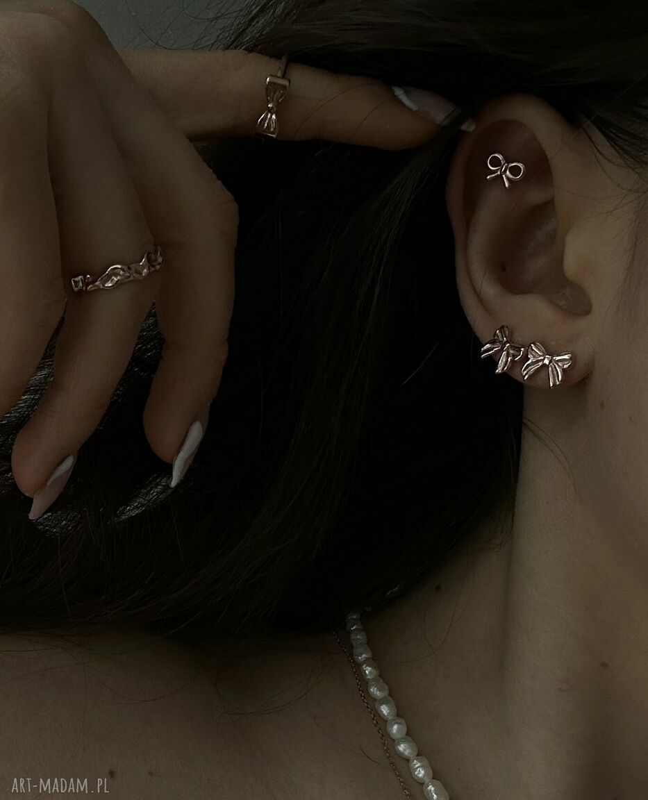 kolczyki: Kolczyki kokardki z różowego złota Handmade