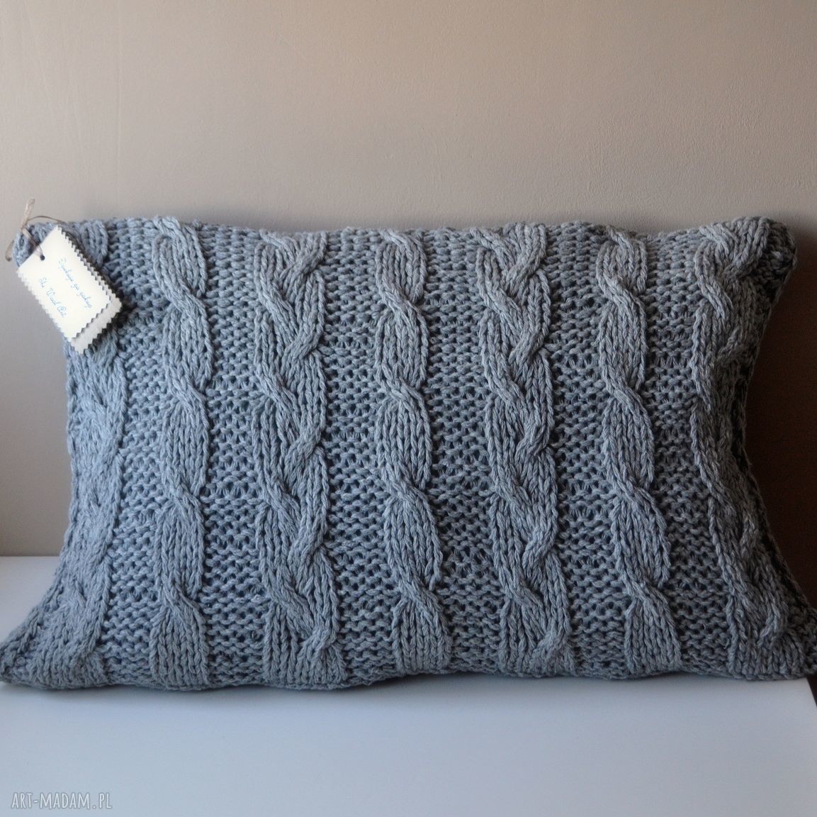Poszewka poduszka dziergana włóczkowa zamÓwienie pani