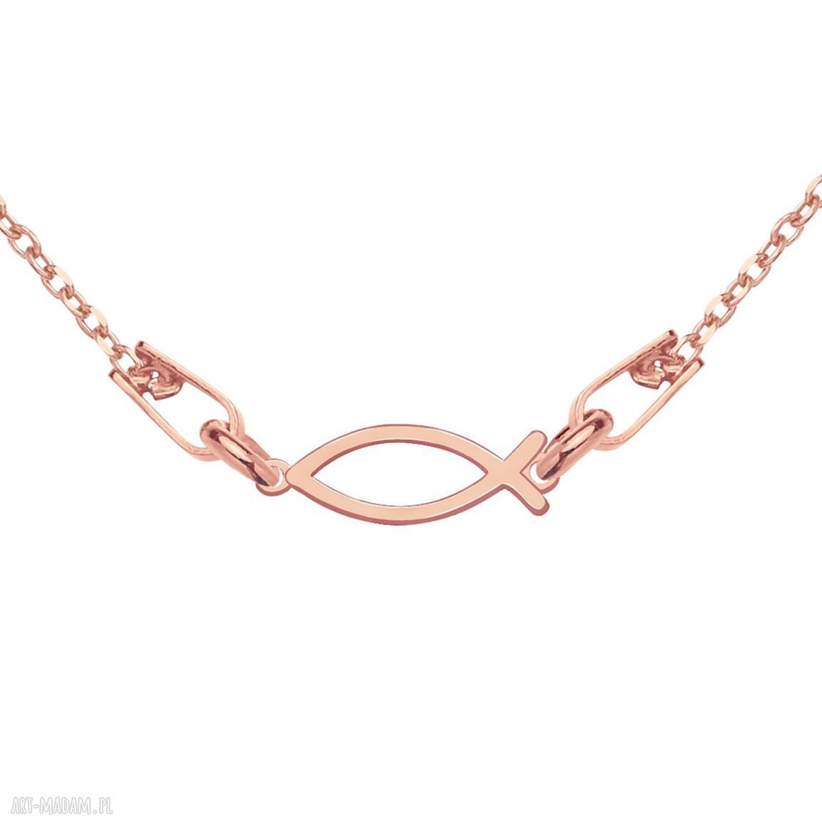 naszyjniki: Naszyjnik z rybą z różowego złota Ręcznie wykonane