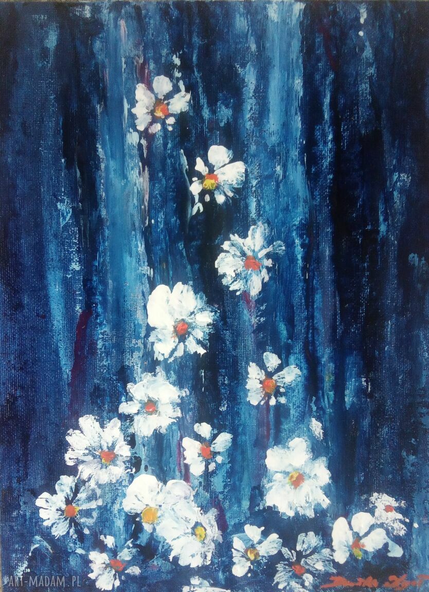 Wodospad z kwiatów - autorski obraz olejny 23 x 30,5 cm