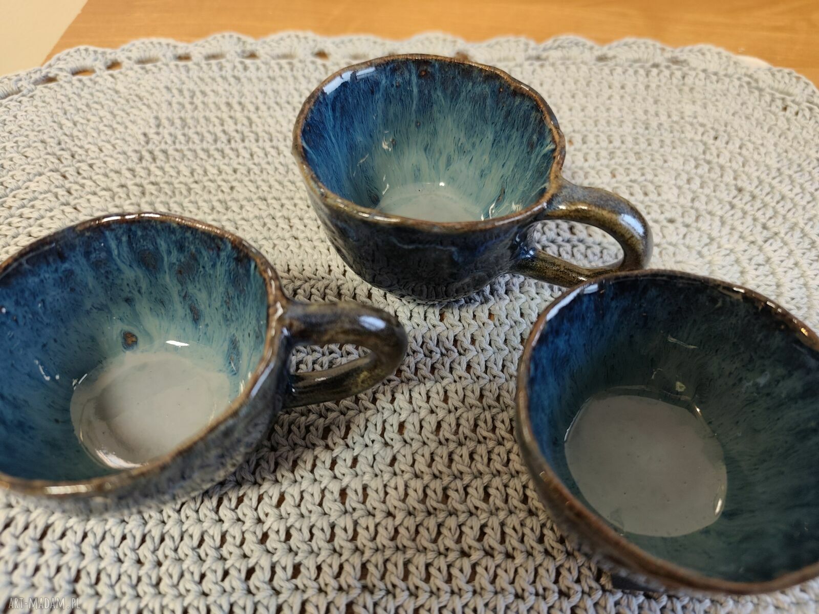 Ręcznie robiony kubek ceramiczny Wolna Chwila dla niej - niebieski, ok. 100 ml