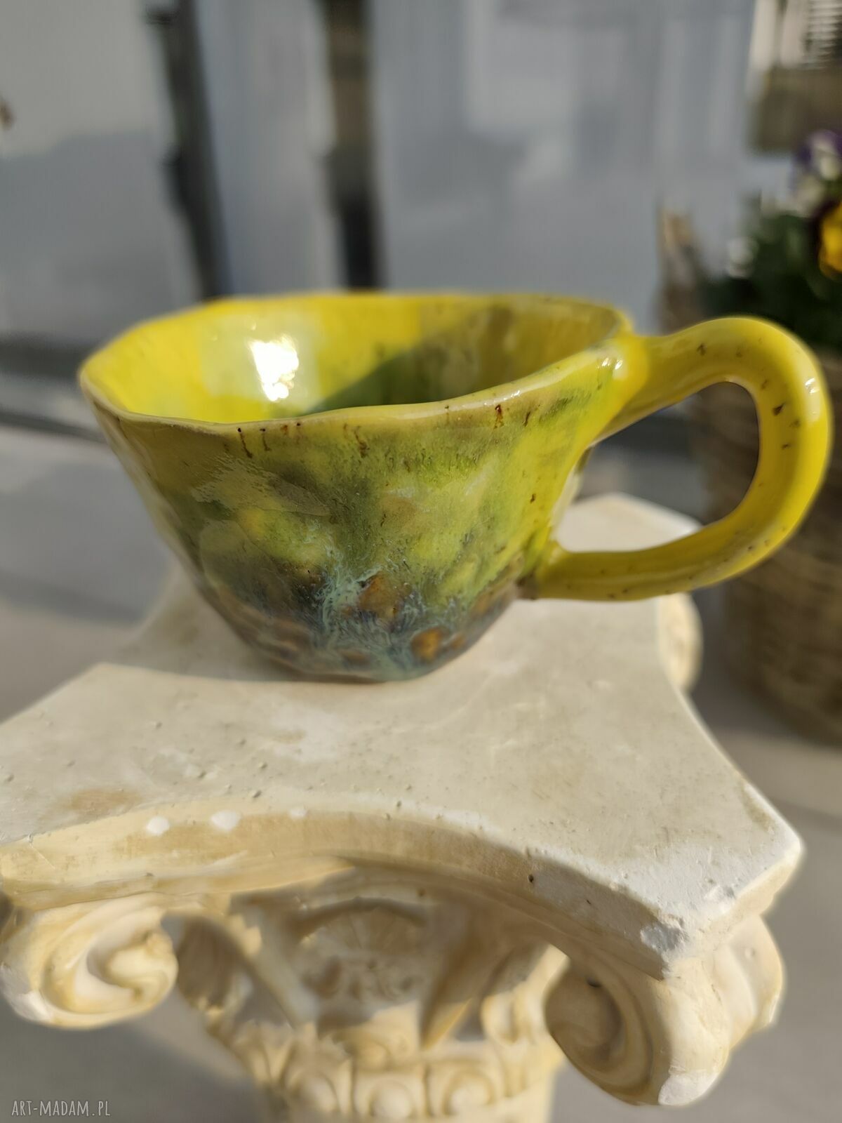 Żółty kubek ceramiczny 200 ml Wolna chwila - prezent dla niej