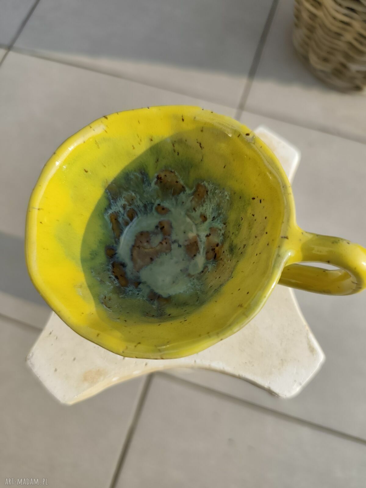 Żółty kubek ceramiczny 200 ml Wolna chwila - prezent dla niej