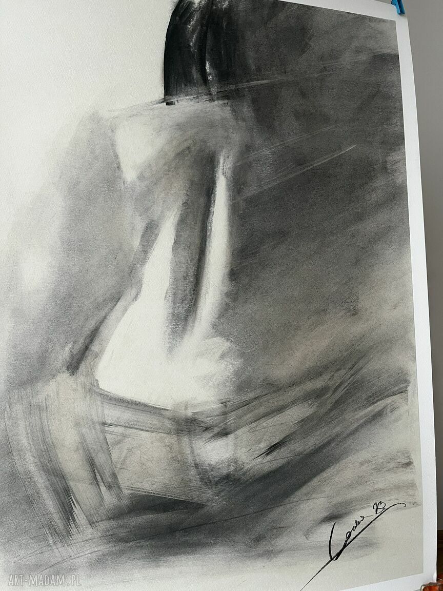 Czarno-biały obraz z kobiecym szkicem 100x70 - Woman (Louka, inkografia Giclee)