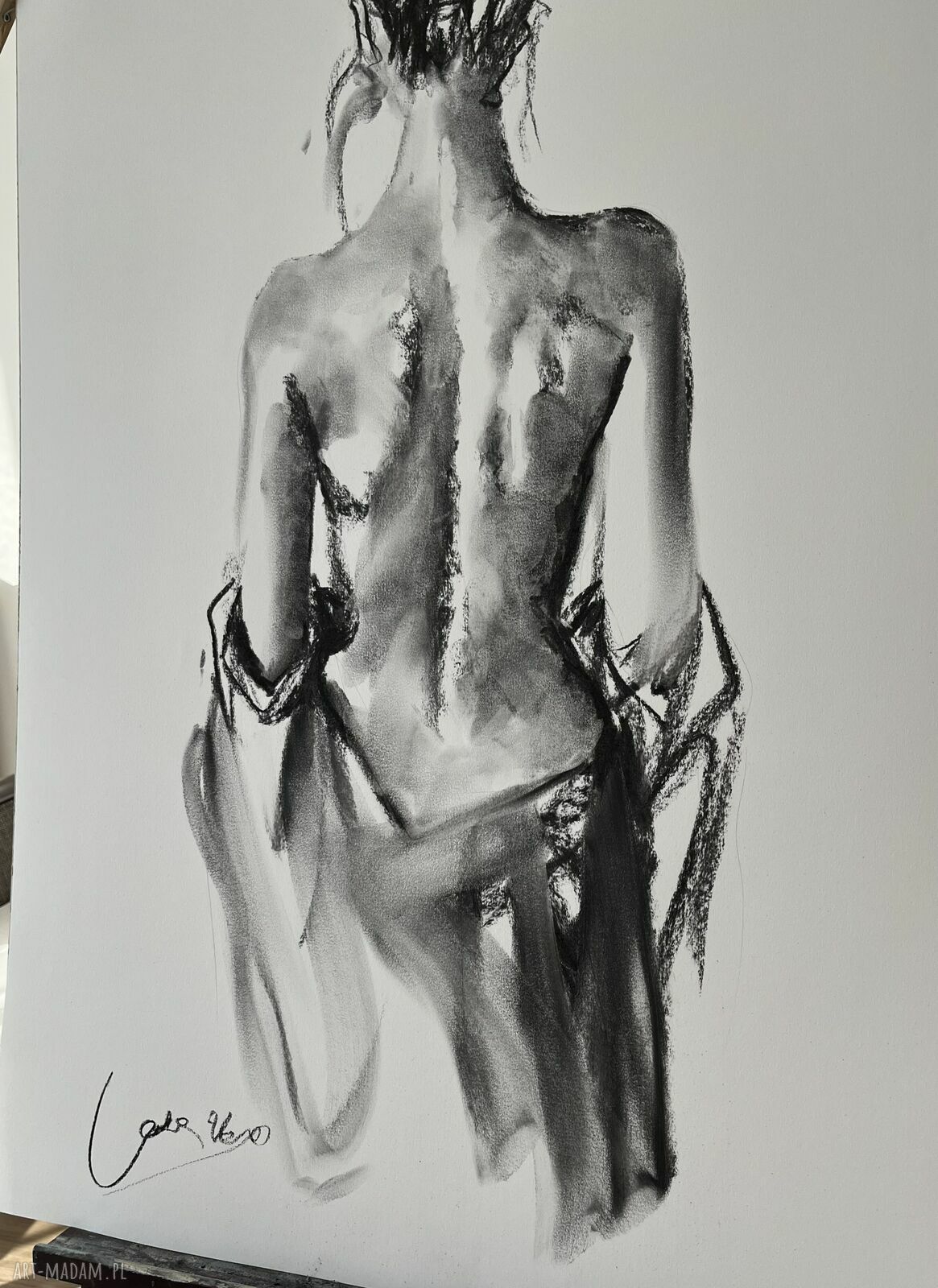 Kobieta - 100x70 (grafika węglem na papierze)
