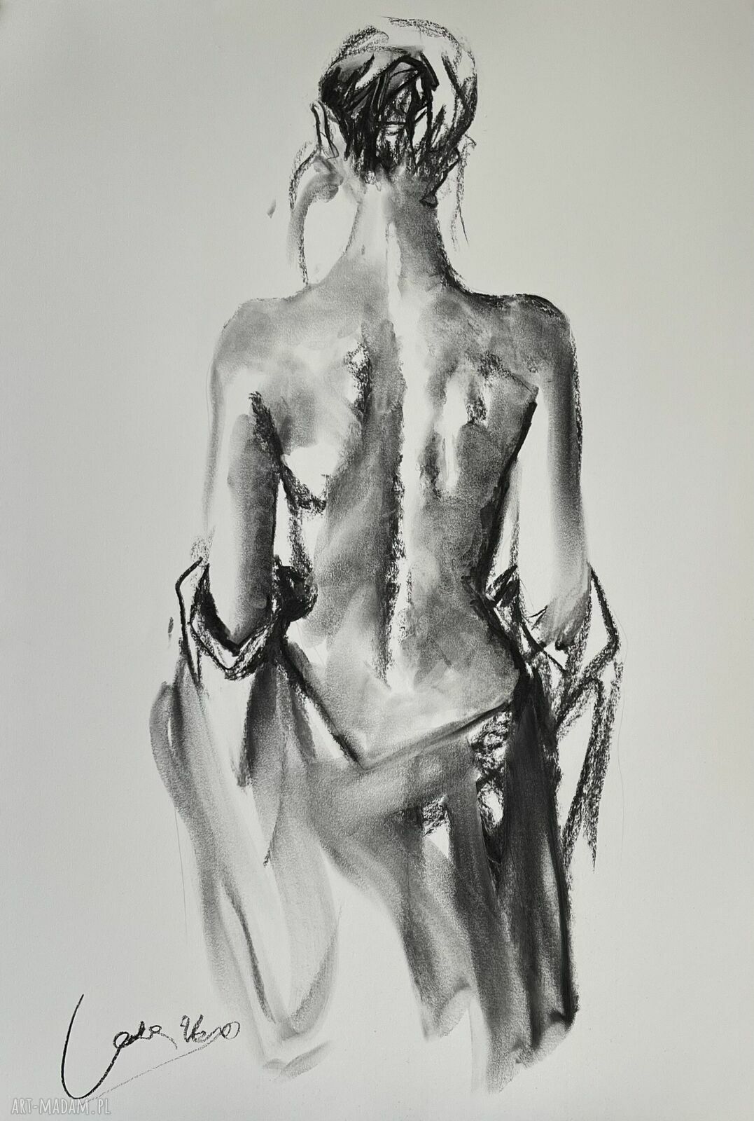 Kobieta - 100x70 grafika węglem na papierze