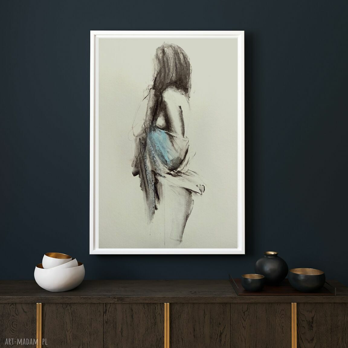 Duży obraz kobiety Woman 100x70 w technice mieszanej