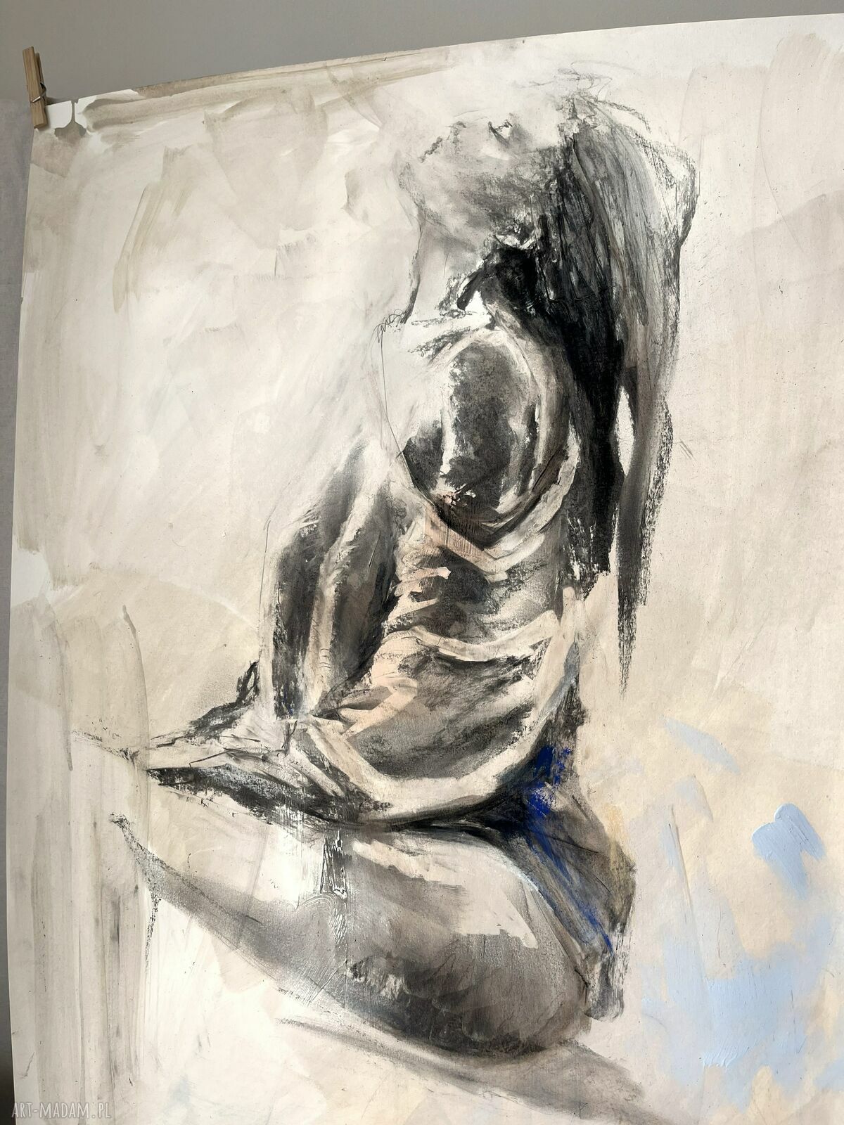 Obraz kobieta 100x70 - szkic węglem Louka