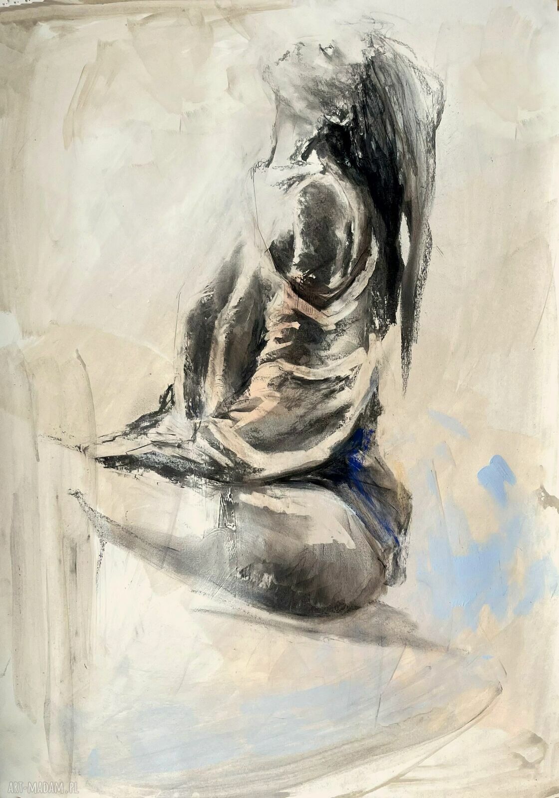 Obraz kobieta 100x70 - szkic węglem Louka