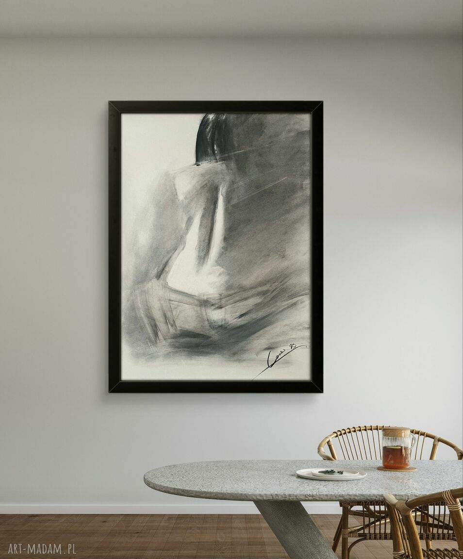 Czarno-biały obraz z kobiecym szkicem 100x70 - Woman (Louka, inkografia Giclee)
