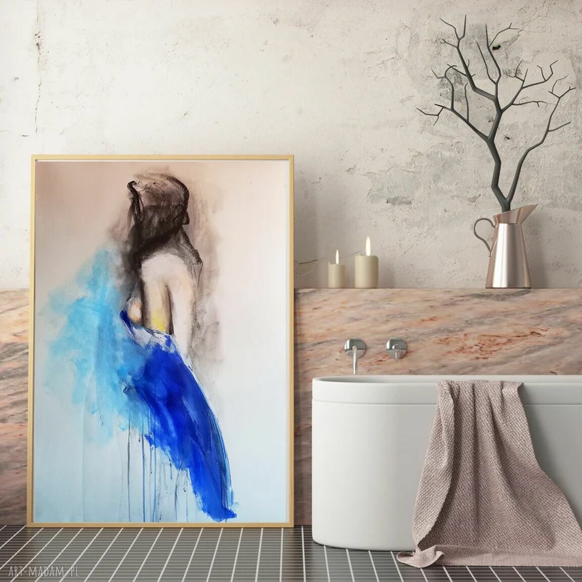Obraz Kobieta 100x70 cm w technice mieszanej Louka