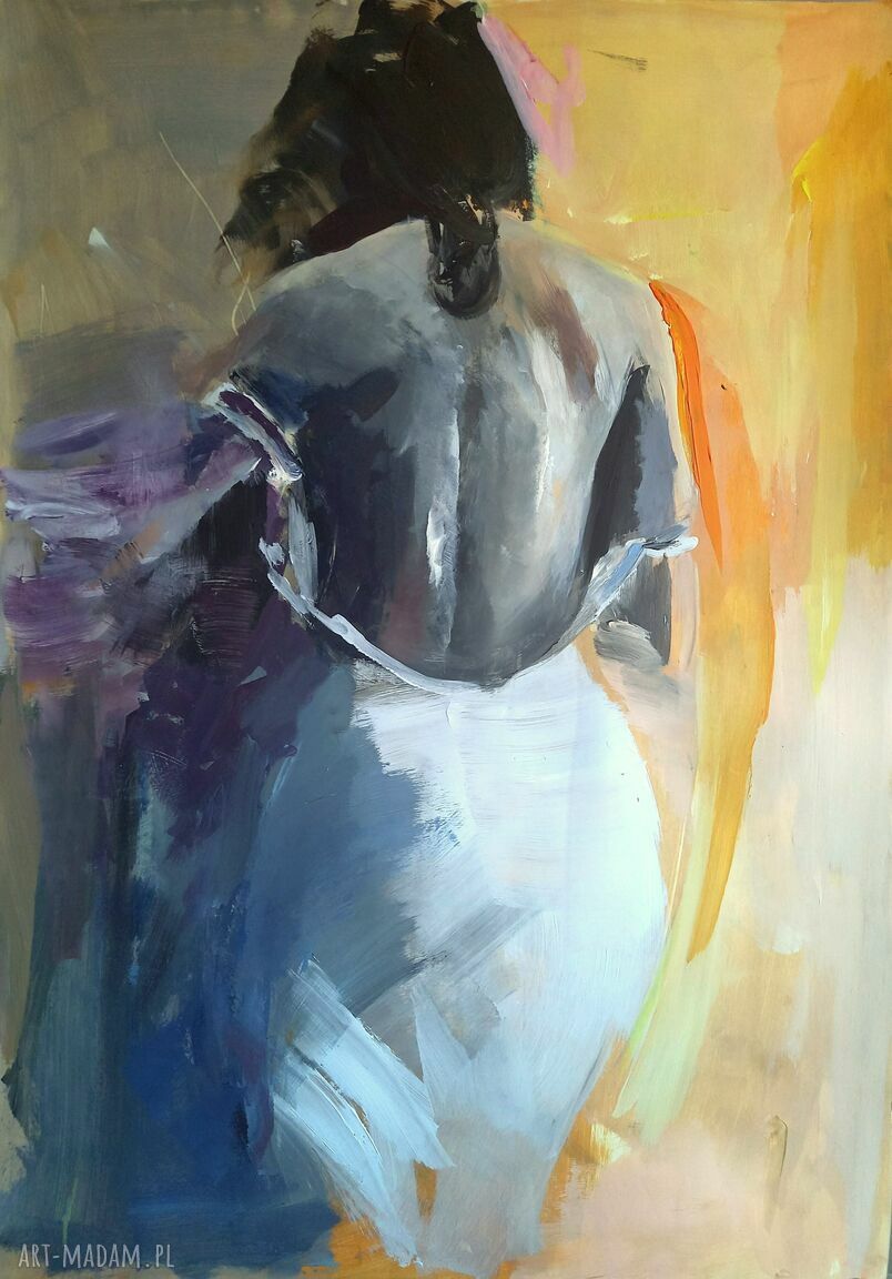 Kobiecy obraz Woman 100x70 z akrylu na papierze - pastelowy do salonu i sypialni