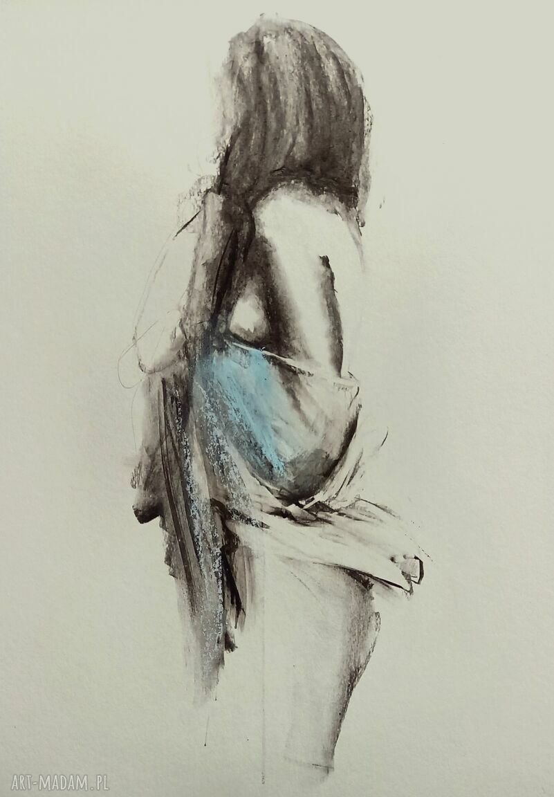 Duży obraz kobiety Woman 100x70 w technice mieszanej