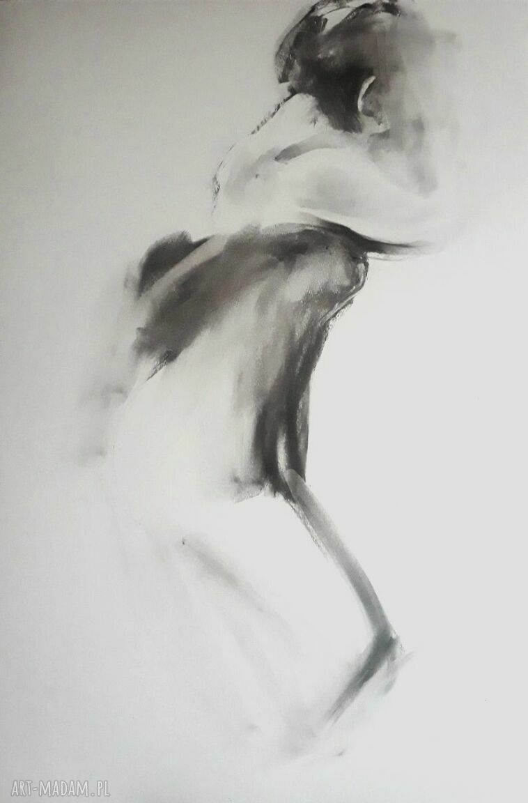 Woman 100x70 - ręcznie robiony szkic kobiety w ciepłej bieli do powieszenia pod szkłem
