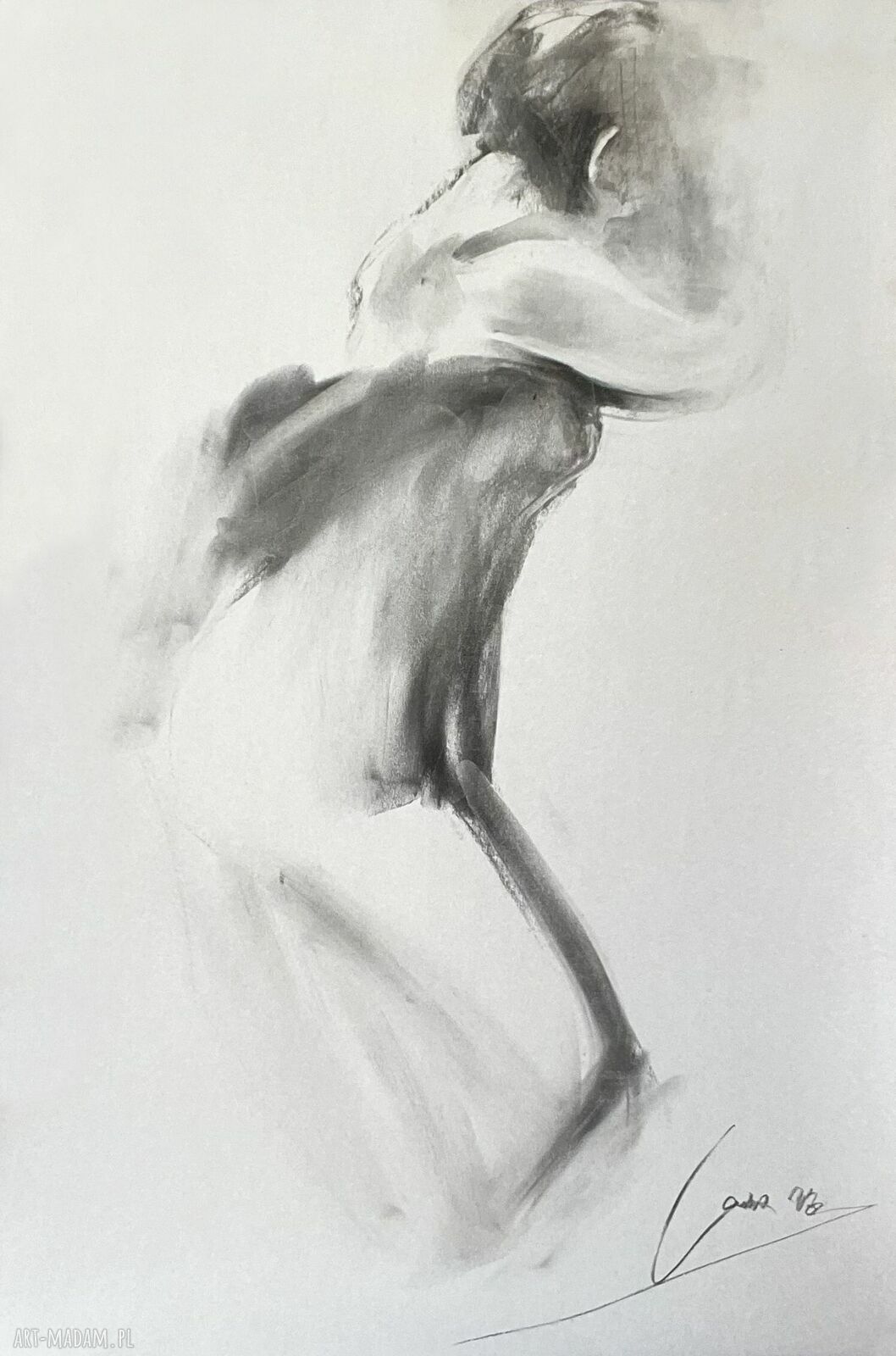 Duży obraz „Kobieta” w technice węgla 100x70 cm - Louka