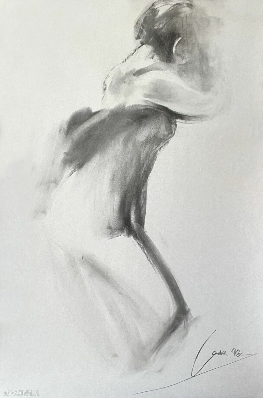 Duży obraz „Kobieta” w technice węgla 100x70 cm - Louka