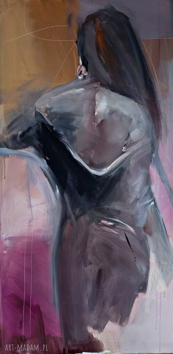 Pastelowy obraz z kobietą 120x60 - duża dekoracja do salonu