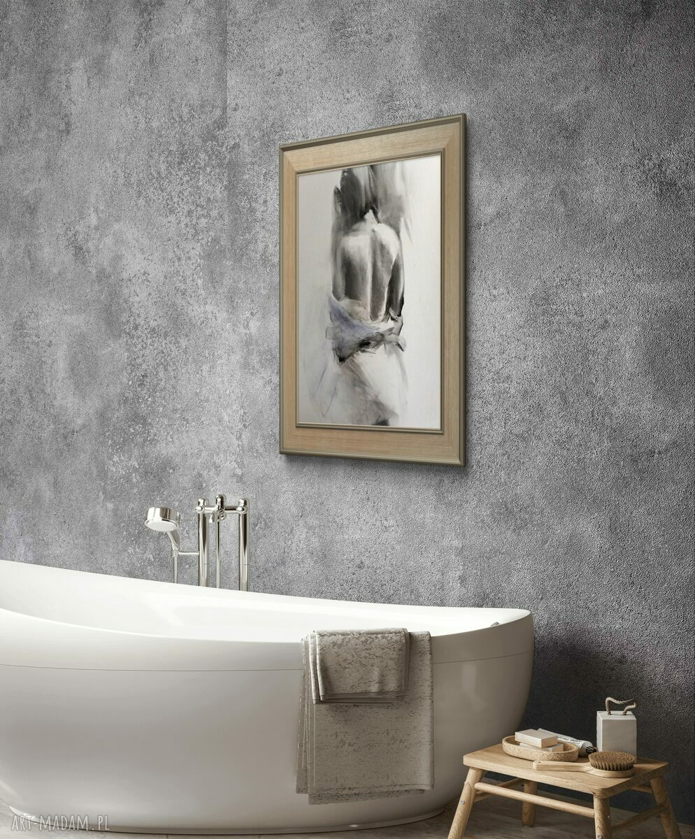 Kobieca grafika "Woman" 80x80 cm - czarno-biały plakat fine art do salonu