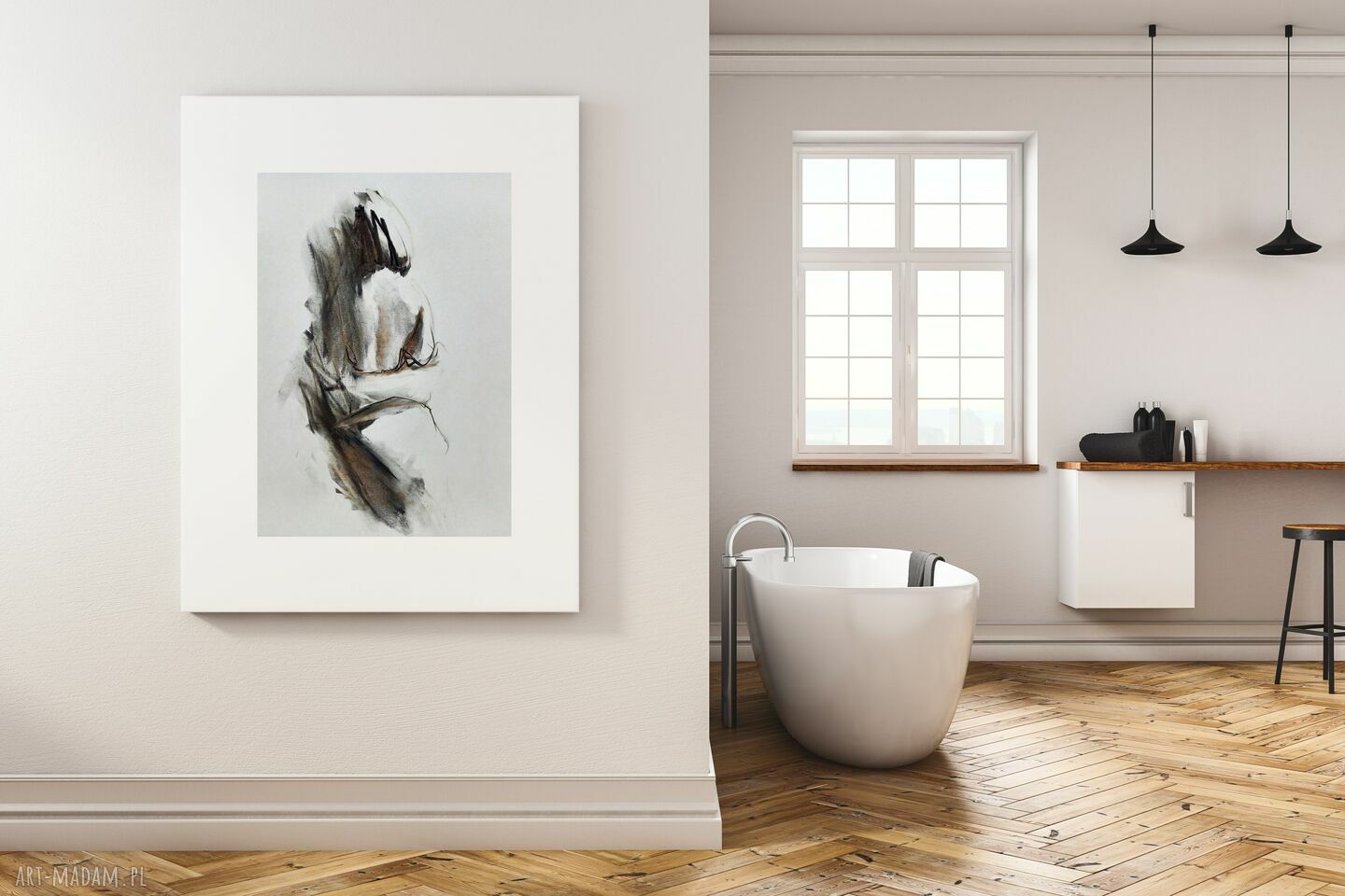 Obraz „woman” - czarno-biała grafika kobiety 64x49 cm (Giclee)