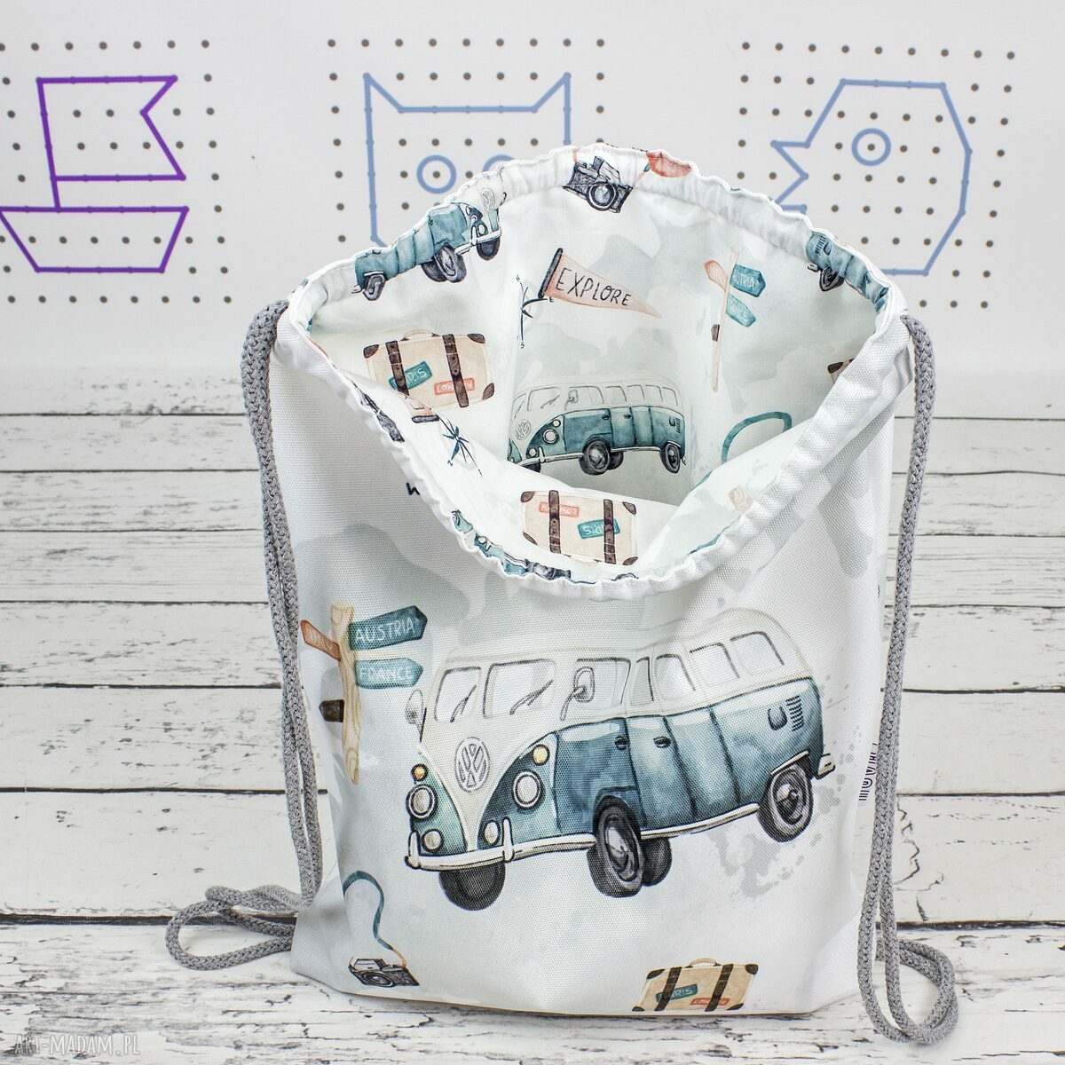 Worek do przedszkola z imieniem Eurotrip - personalizowany worek-plecak 35x45 cm