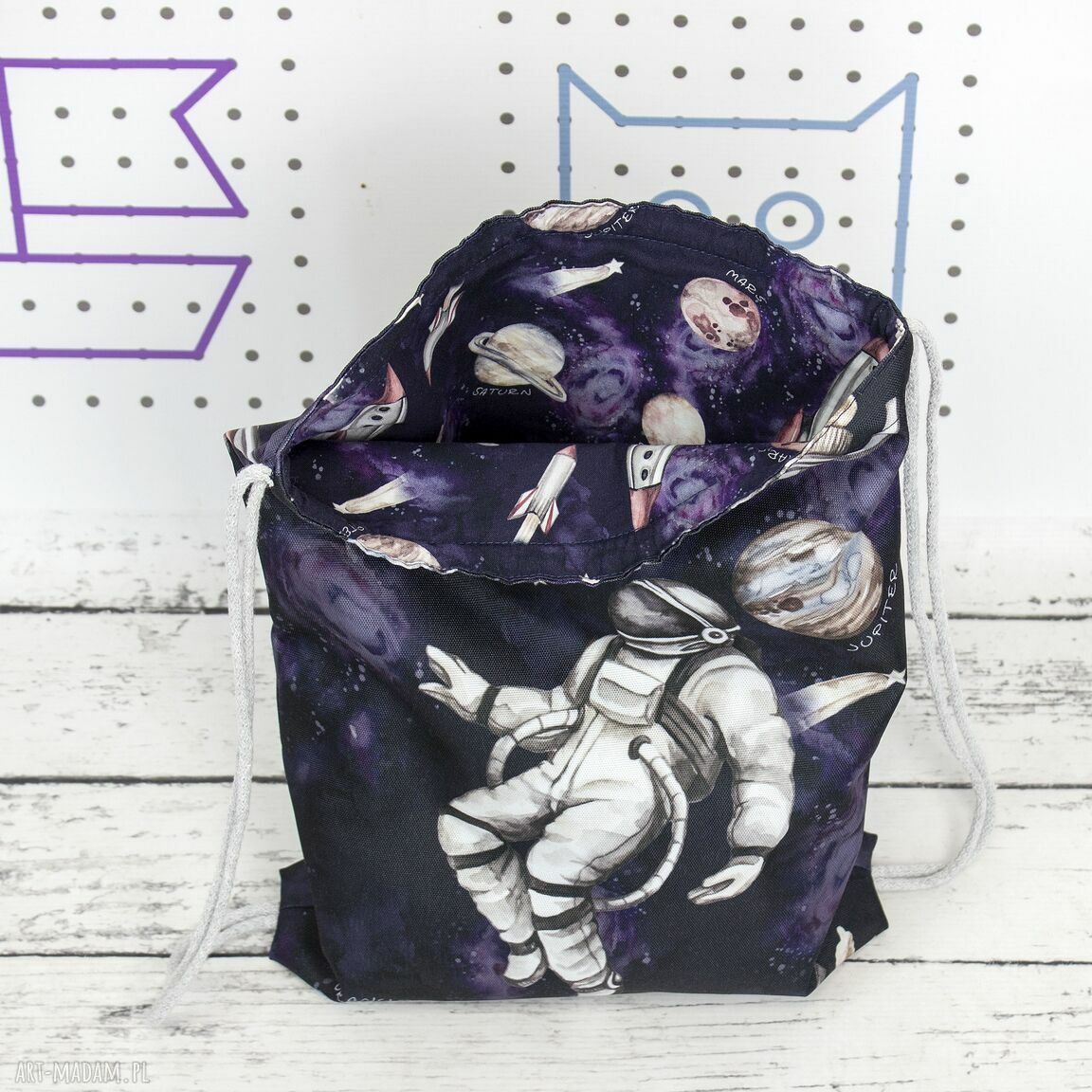 Worek do przedszkola z imieniem Astronauta - granat