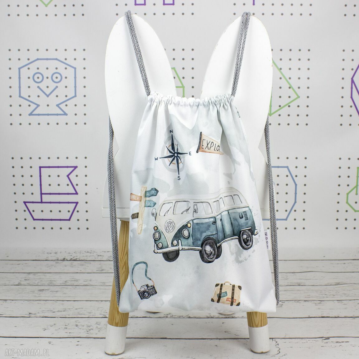 Worek do przedszkola z imieniem Eurotrip - personalizowany worek-plecak 35x45 cm