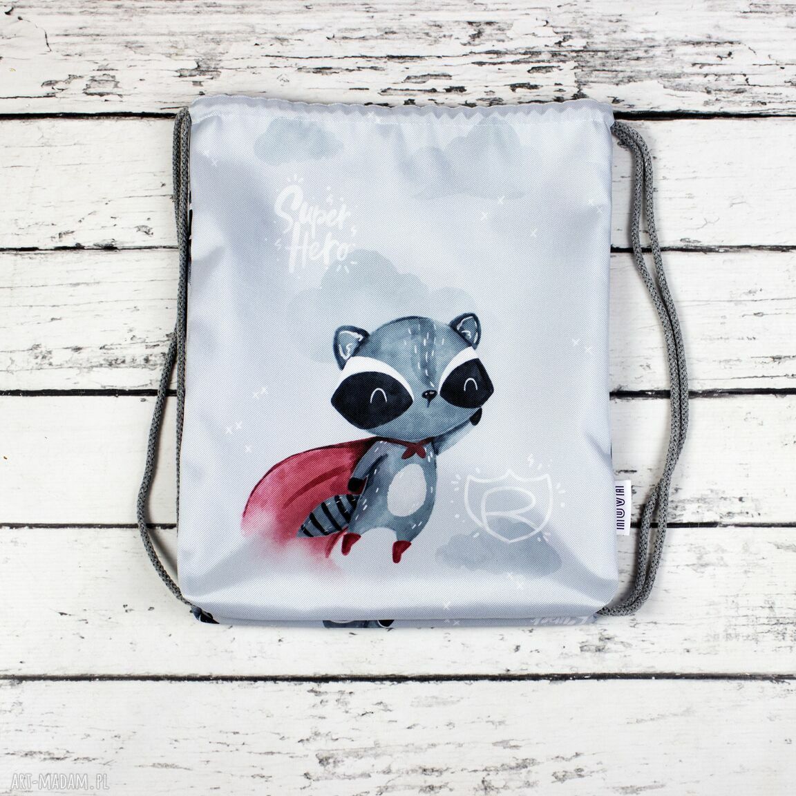 Worek do przedszkola z imieniem Szop Superbohater