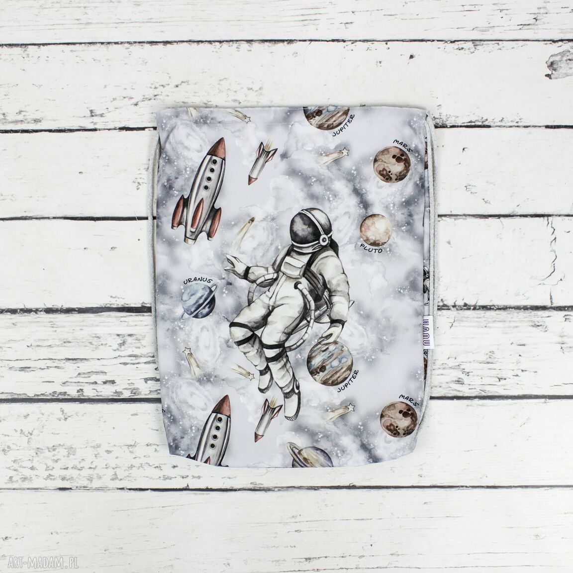 Worek do przedszkola z imieniem Astronauta Szary (plecak-worek)