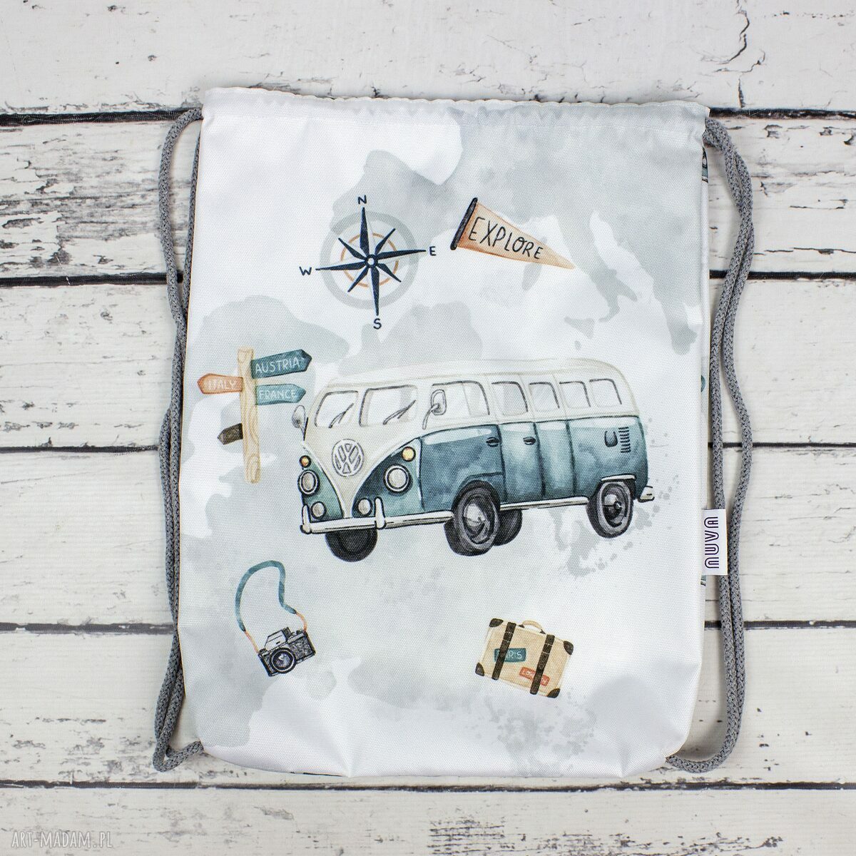 Worek do przedszkola z imieniem Eurotrip - personalizowany worek-plecak 35x45 cm