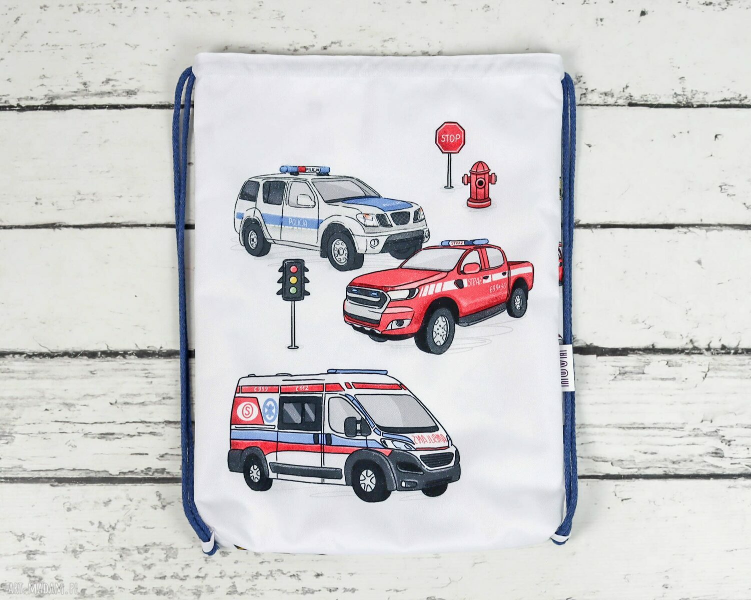 Worek do przedszkola z imieniem Emergency - plecak-worek i worek na buty
