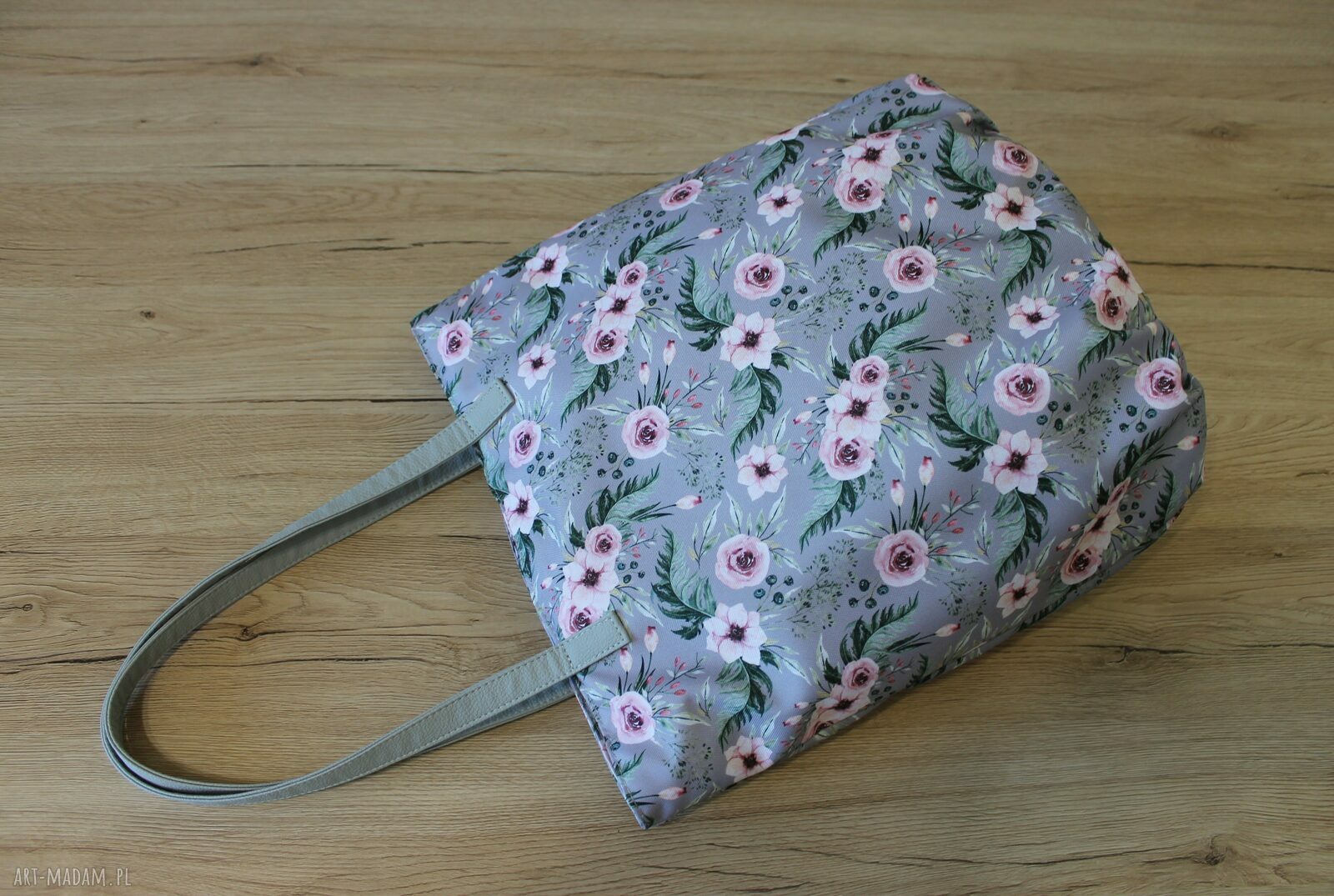 Worek hobo Polne Kwiaty - pakowna torebka na ramię A4, handmade