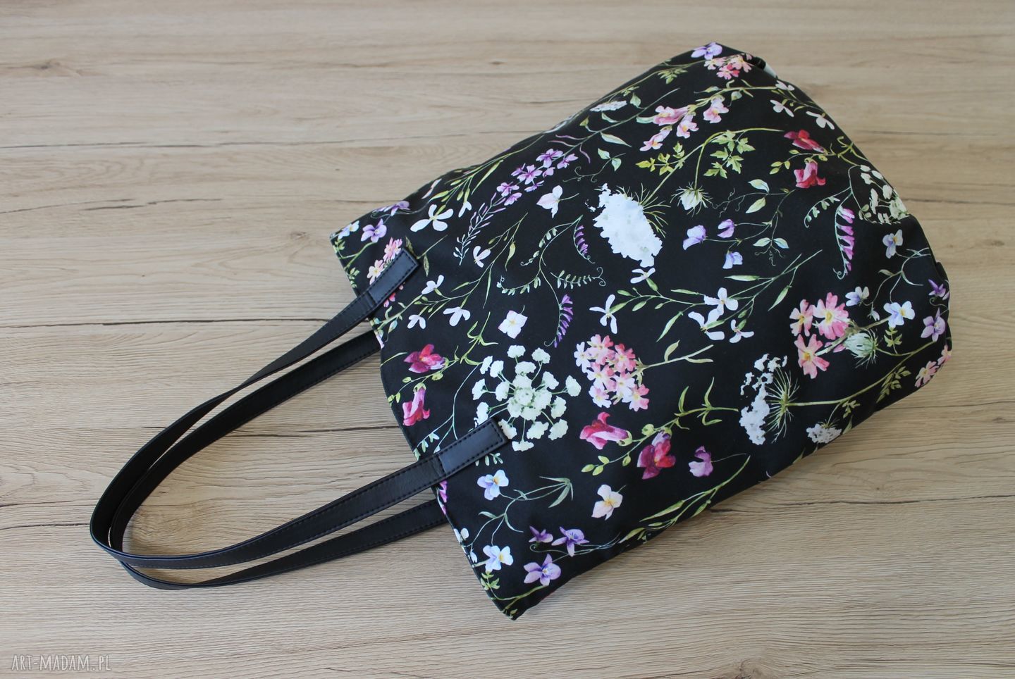 Worek Hobo - polne kwiaty, elegancka torebka na ramię (handmade)