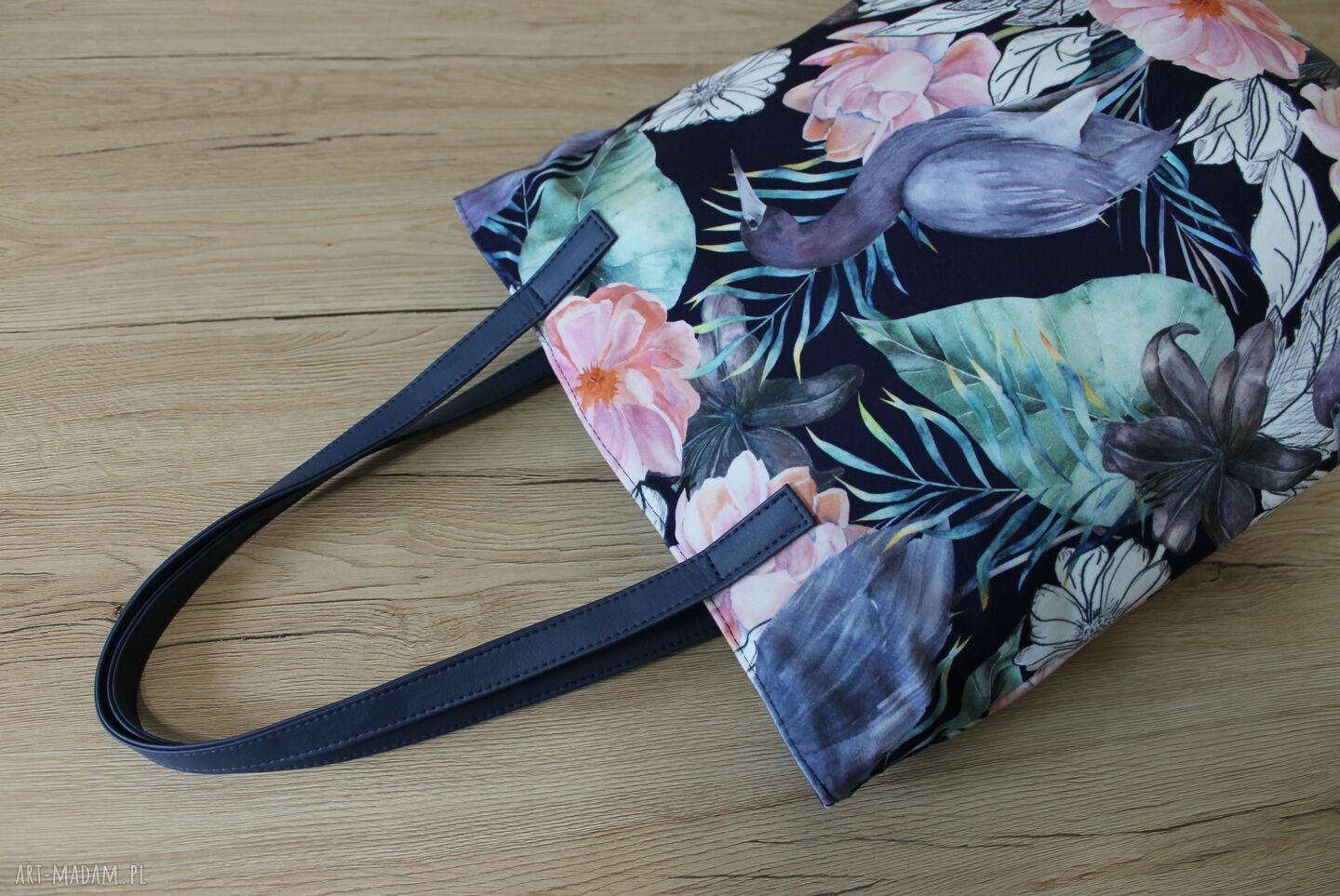 Worek hobo Czaple na ramię - elegancka torebka handmade A4