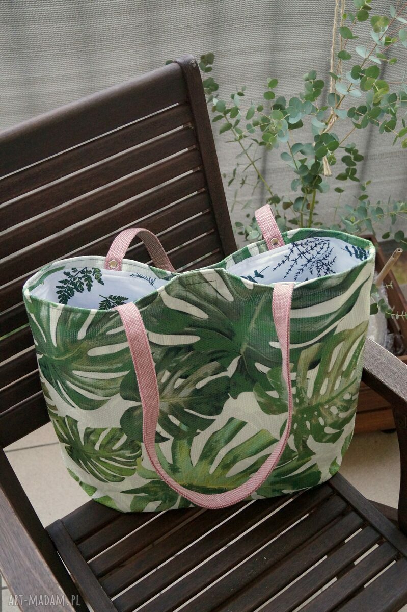 Worek - Monstera na ramię - torebka shopperka XL handmade