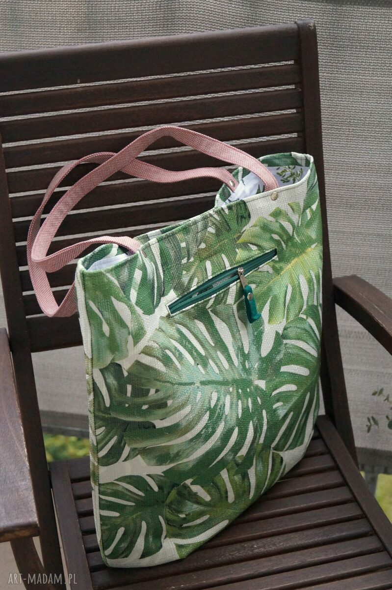 Worek - Monstera na ramię - torebka shopperka XL handmade