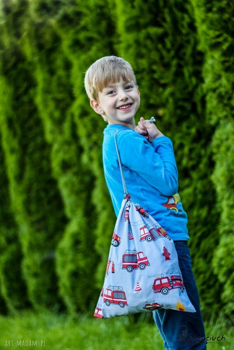 Worek na buty i kapcie do przedszkola i szkoły - bawełna 100% Straż Pożarna