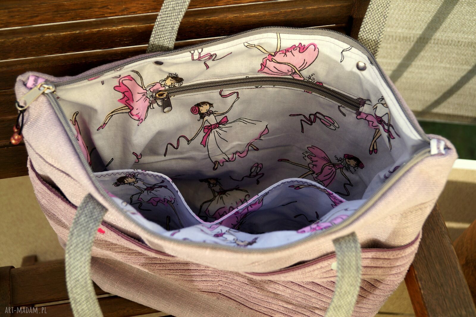 Worek na ramię Baletnice - pastelowa torba handmade dla kobiet