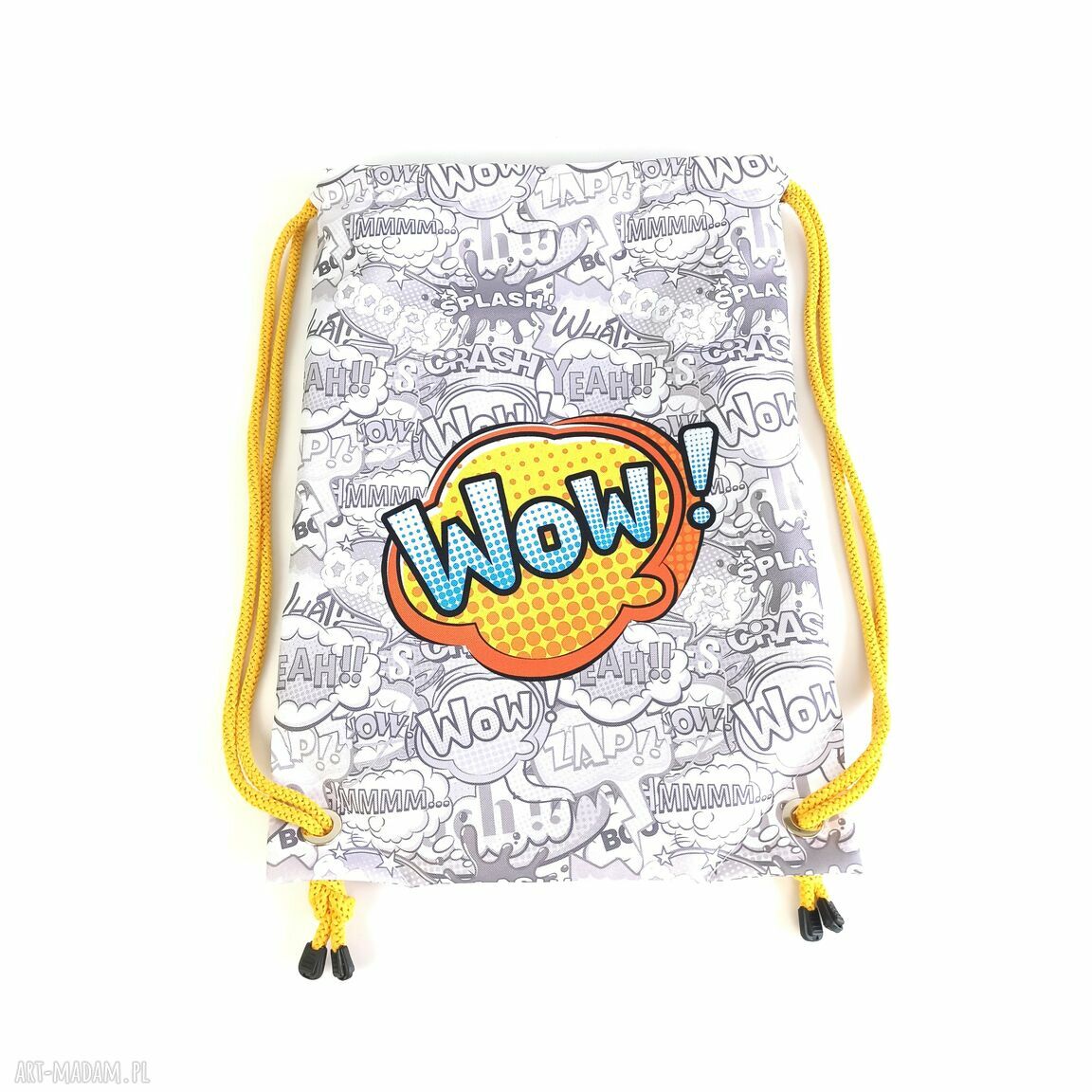 Worek WOW NAPISY - workoplecak wodoodporny do przedszkola i szkoły