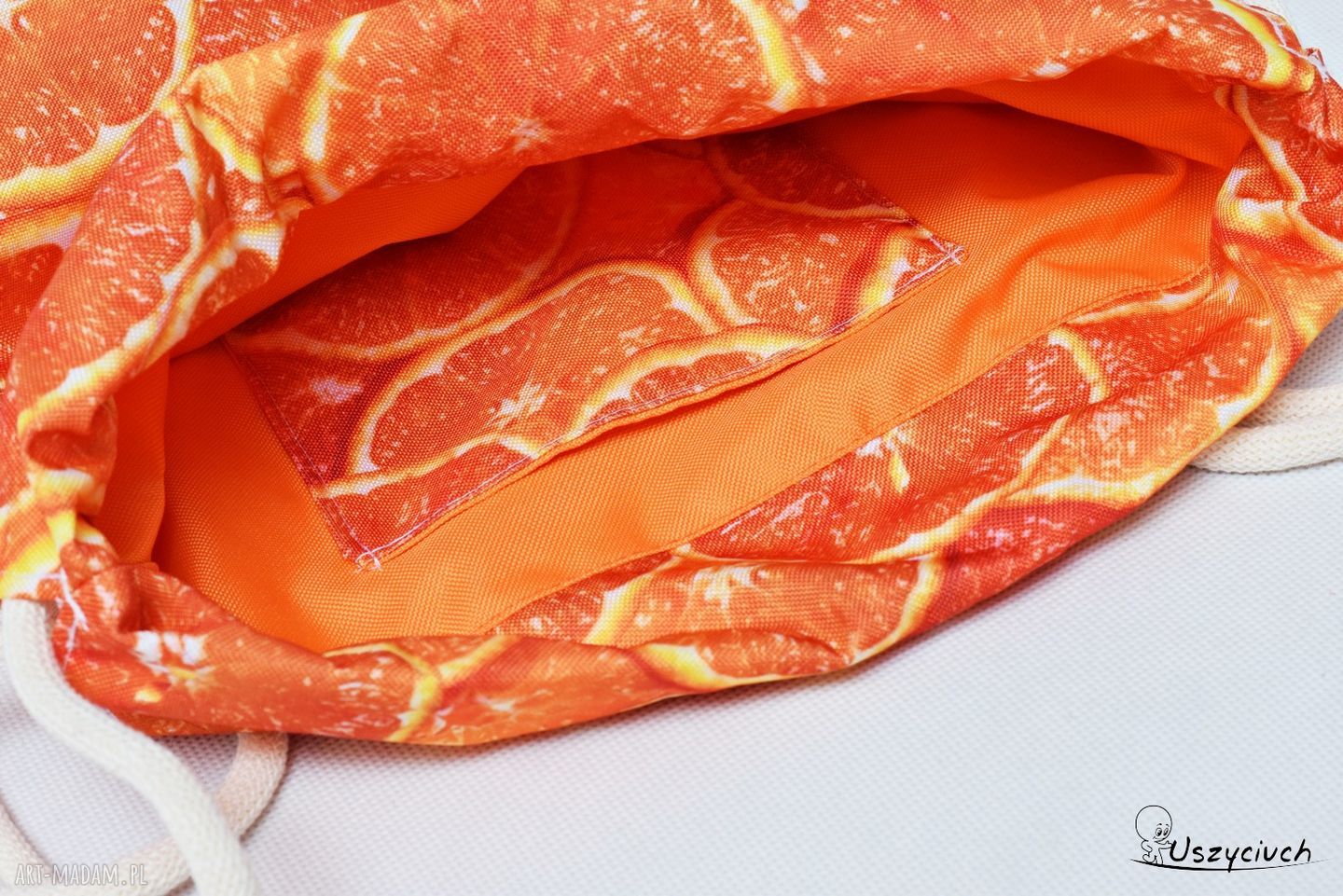 Plecak-worek wodoodporny na wakacje w pomarańczu - z kieszonką