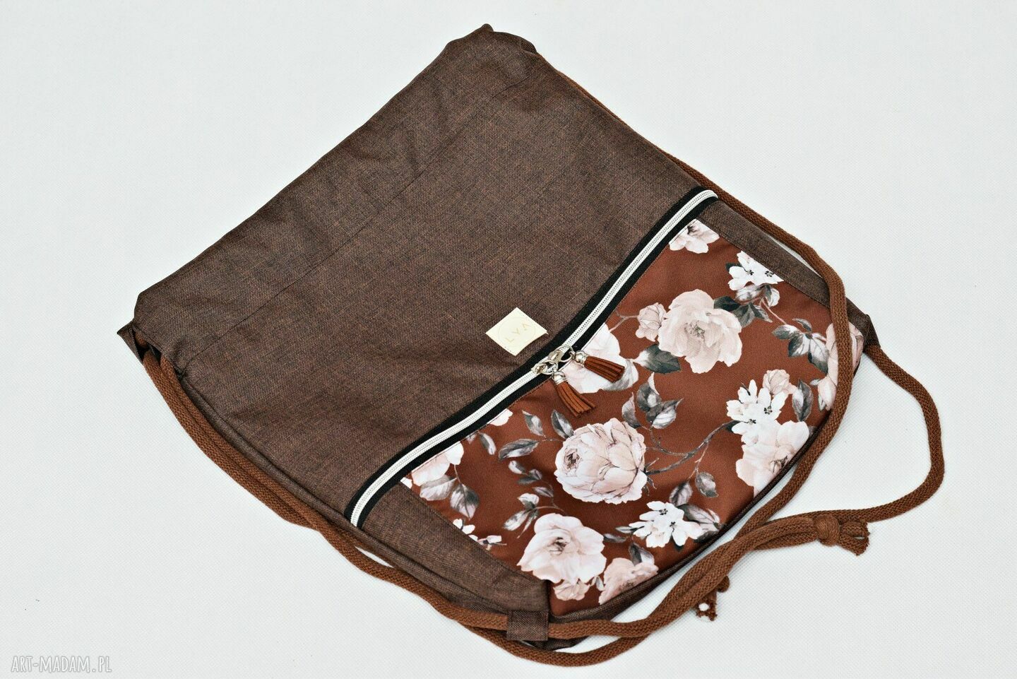 Worko-plecak wodoodporny w róże - worek plecak z kieszonką
