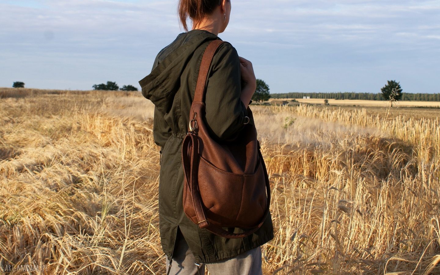 Workówka vegan kakao nubuk vege torba torebka hobo zgrabna bardzo