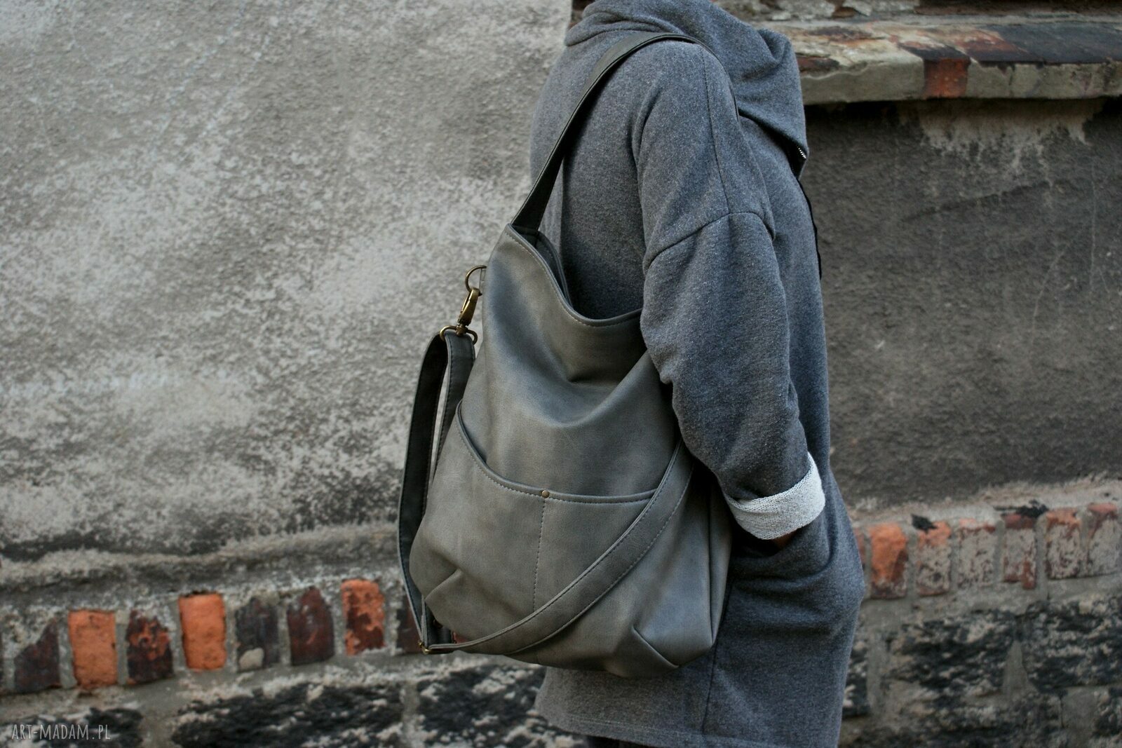 Workówka vegan szary ciemny handmade